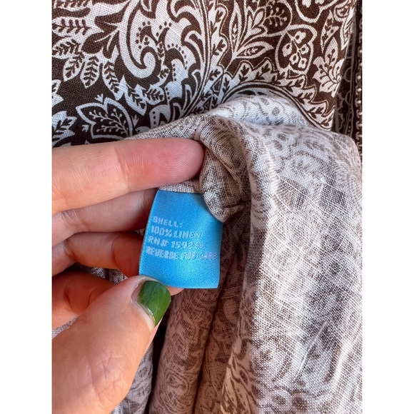J. McLaughlin Brown Paisley Linen Poncho Top Coverup - Picture 5 of 6